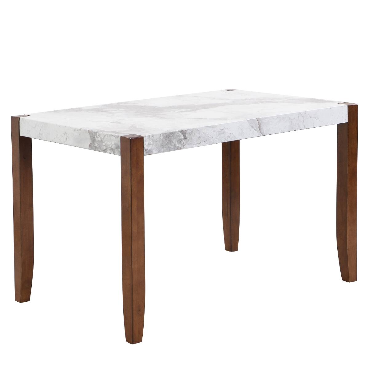 Alt View 2. Loheer - Loheer Modern Faux Marble Dining Table, 46.5 Inch Rectangular White Table for Four - White.