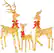 Front. Nordic Hygge - 3-Piece Large Lighted Christmas Deer Family Set, Outdoor 5FT Christmas Reindeer Holiday Yard Decoration - Gold.