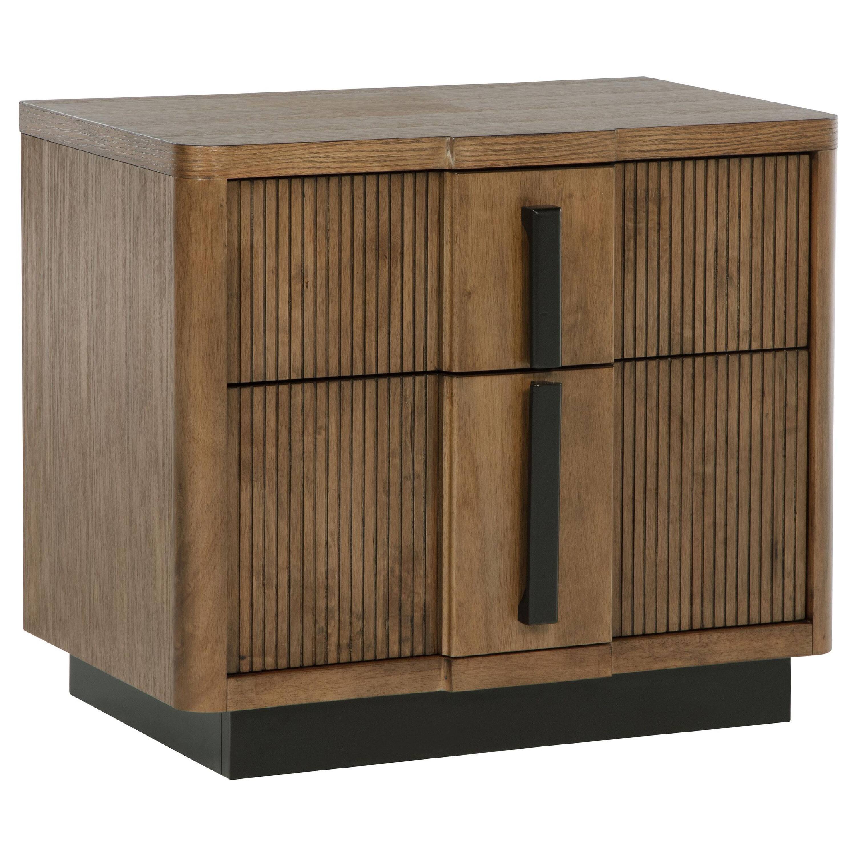 Front. Manhattan Lane - Reon Nightstand, 2 Drawers, Decorative Reeded - Brown.