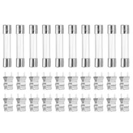 Unique Bargains - Glass Tube Fuses, 6x30mm 1A 250V Quick Fast Blow Glass Cartridge Tube Fuse with 20pcs Safety Clip 10pcs