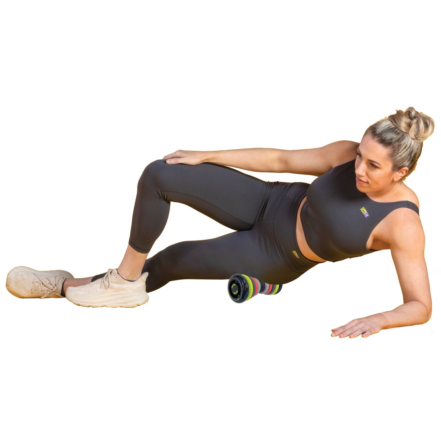 Left. GoFit - Interchangeable Ring Roller RFX, 10 Interchangeable Massage Rings.