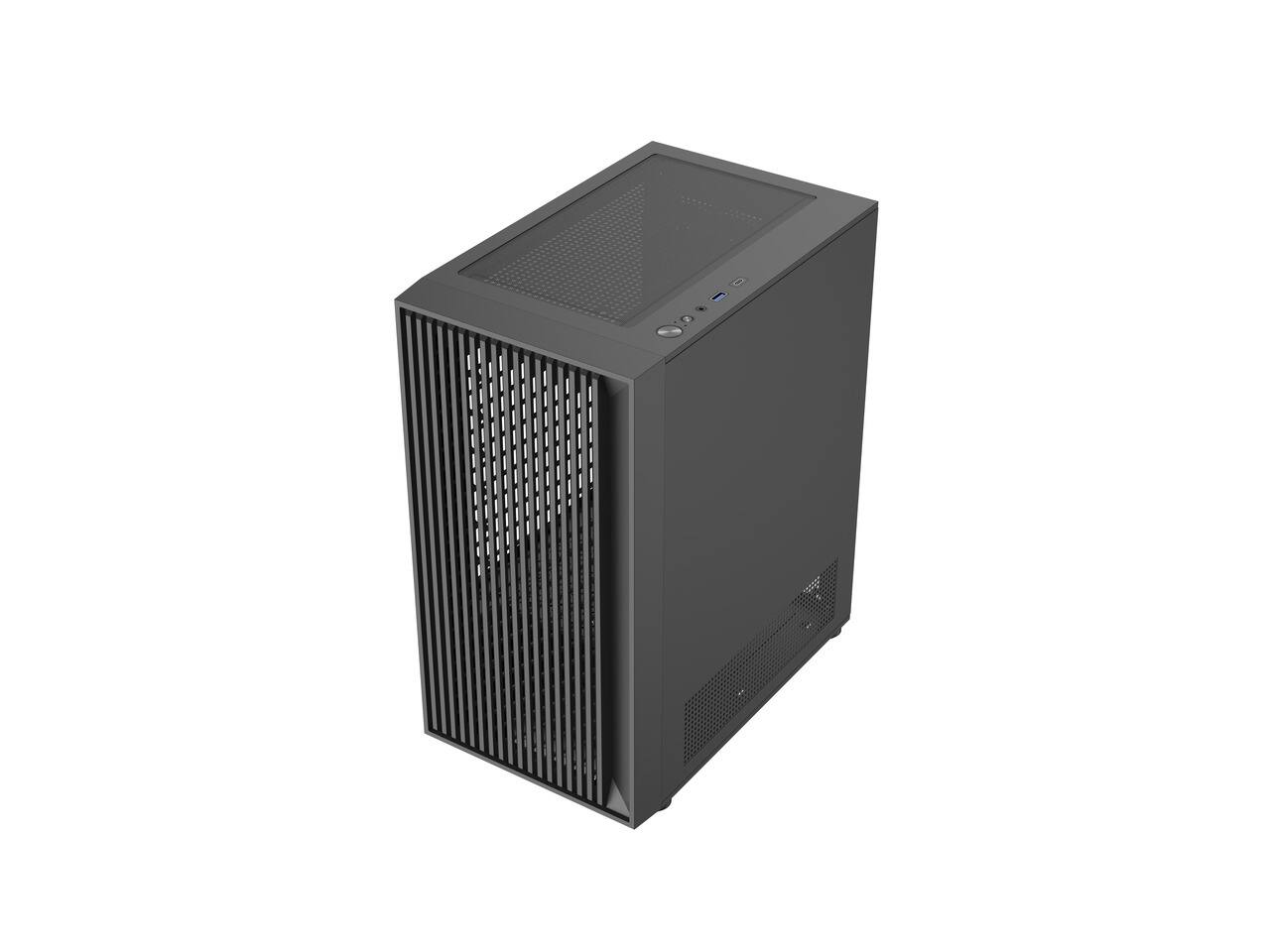 Alt View 3. DIYPC - DIYPC DIY-V2 MicroATX Black USB3.0/Type C Tempered Glass Gaming Case w/ 120mm Fan - Black.
