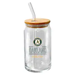 The Memory Company - Oakland Athletics 16oz. Classic Crew Beer Glass with Bamboo Lid - Multicolor