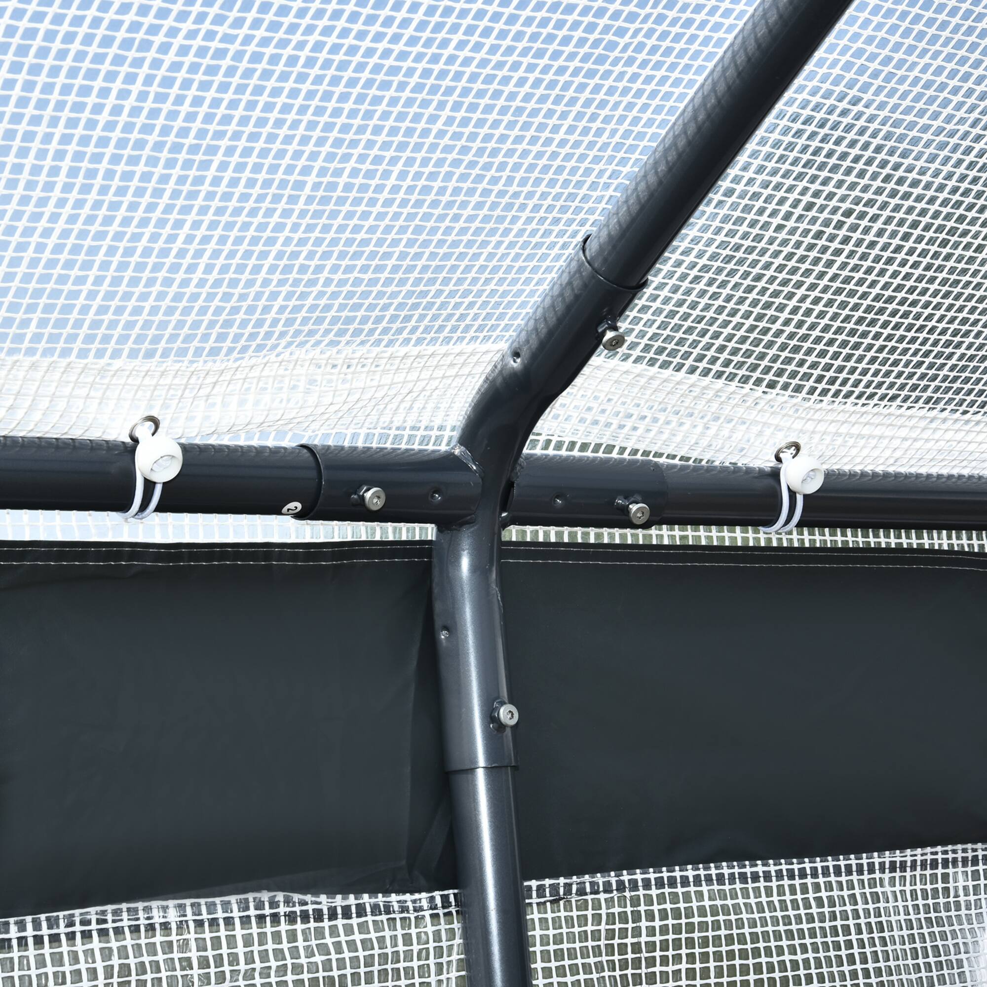 Alt View 8. Outsunny - 10' x 7' x 7' Greenhouse, Walk-in Outdoor Tunnel Green House with PE Cover, Steel Frame, 2 Roll-Up Zipper Doors - White.