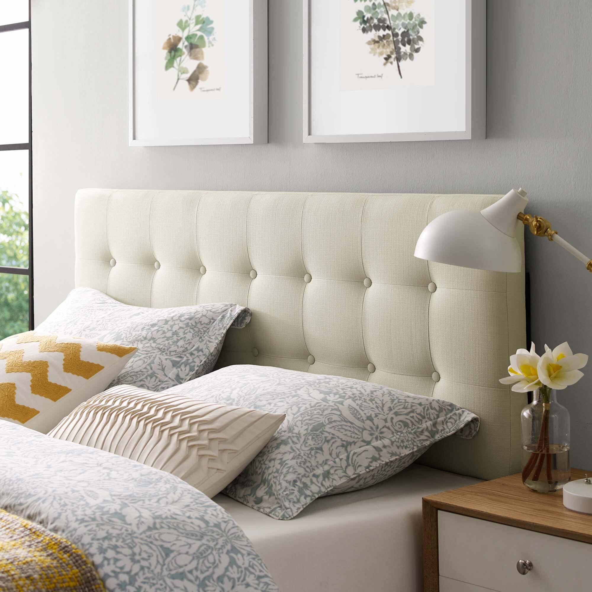 Alt View 1. Modway - Emily Upholstered Fabric King Headboard by Modway - White.
