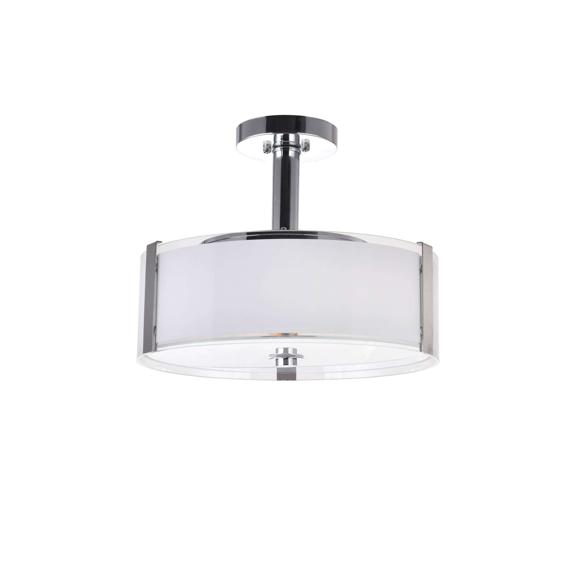 Front. CWI Lighting - Lucie 3 Light Drum Shade Chandelier With Chrome Finish - Chrome.