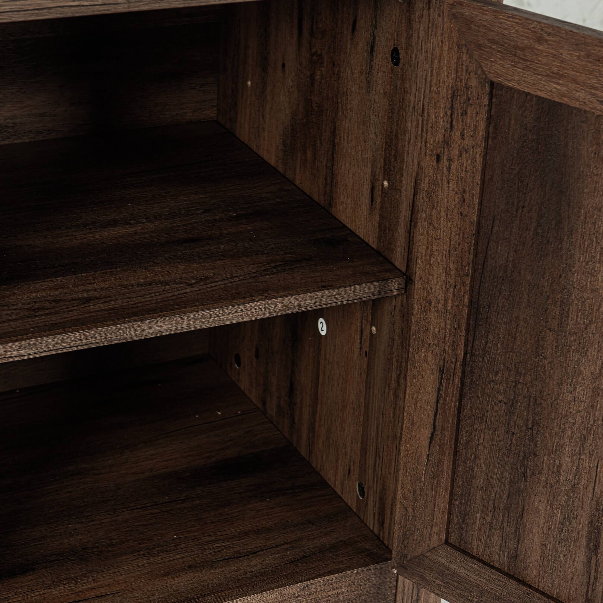Alt View 10. Ihomeadore - 58" Modern TV Stand with 18" Electric Fireplace, Storage Media Console for TVs up to 65" - Brown.