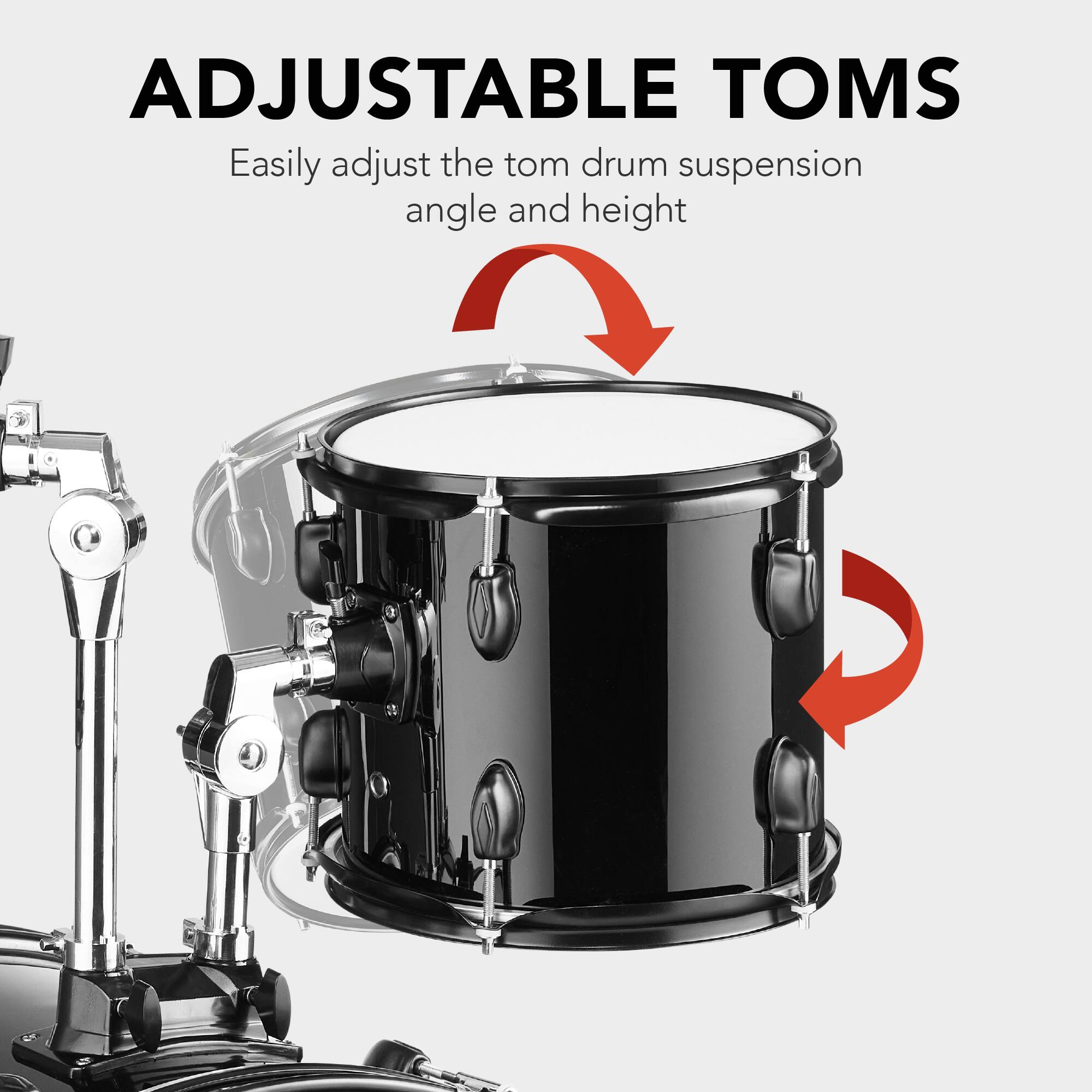 ADJUSTABLE TOMS

Easily adjust the tom drum suspension angle and height.