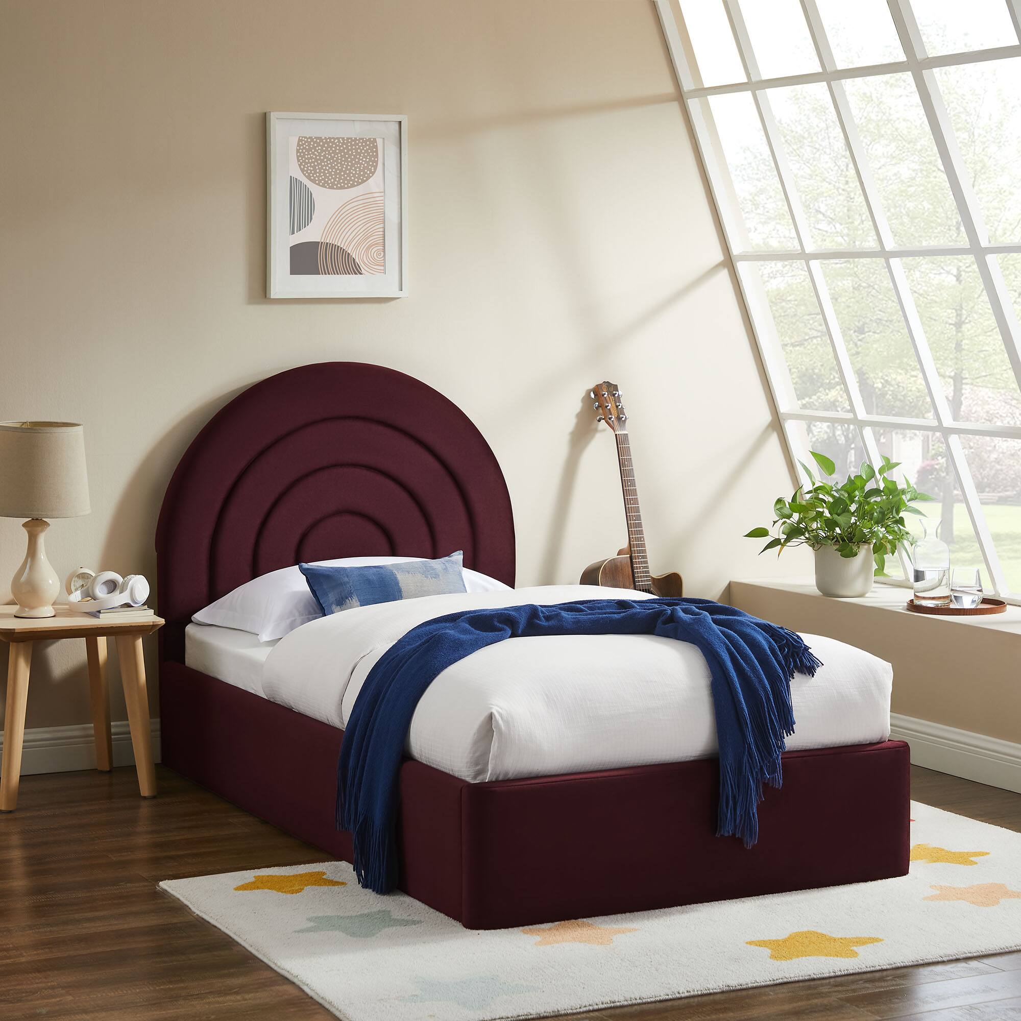 Alt View 5. Modway - Rael Performance Velvet King Platform Bed - Purple.