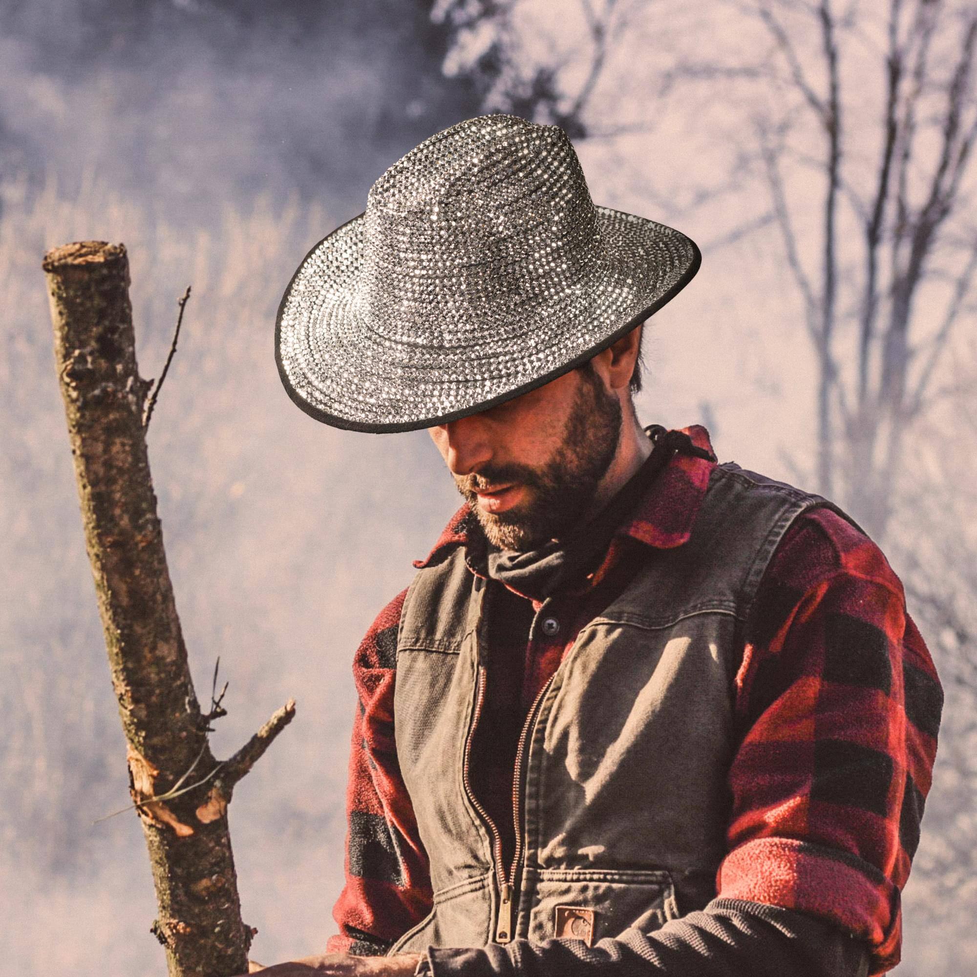 Alt View 10. Underwraps - Silver Rhinestone Cowboy Hat Adult Costume Accessory - Silver.