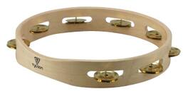 Tycoon Percussion - Single-Row Wooden Tambourine, Sturdy Siam Oak Frame, Bright-Sounding Steel Jingles