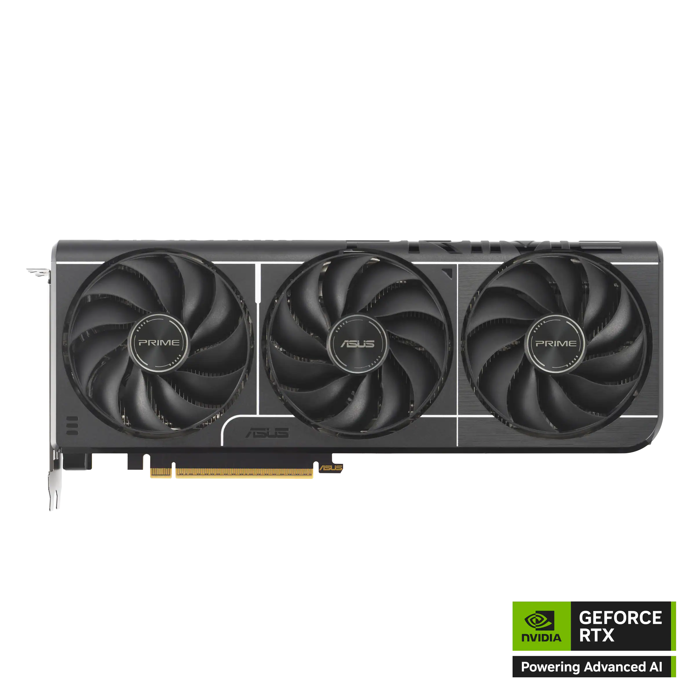The text on the image reads: "ASUS PRIME SUS P GEFORCE NVIDIA RTX Powering Advanced AI".