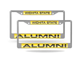Rico Industries - Wichita State Shockers Alumni (Set of 2) Chrome Metal Laser Cut License Plate Frames - Multi