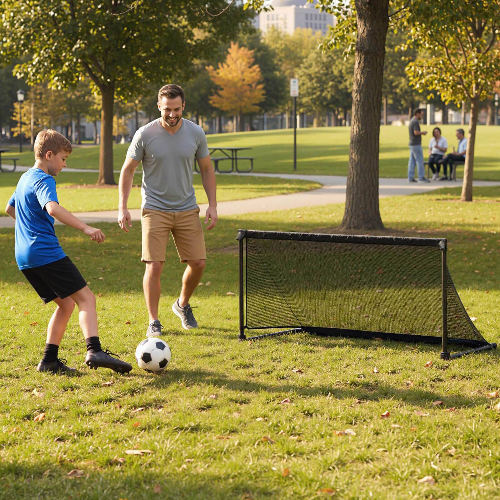 Alt View 1. Costway - Costway 5ft x 2.5ft Portable POP Up Toddler Soccer Net with Metal Frame, 4 Ground Stakes - Black.