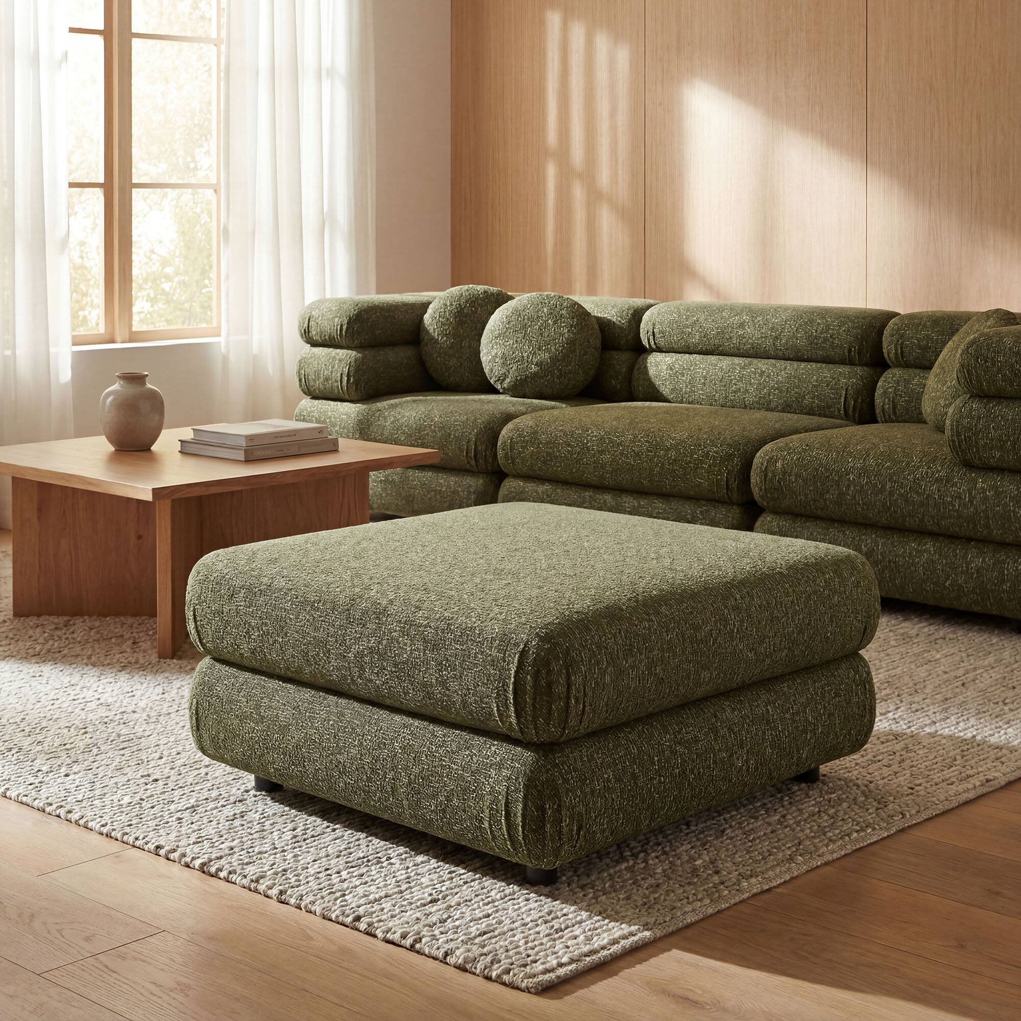 Alt View 2. Modway - Jubilee Upholstered Ottoman by Modway - Olive.