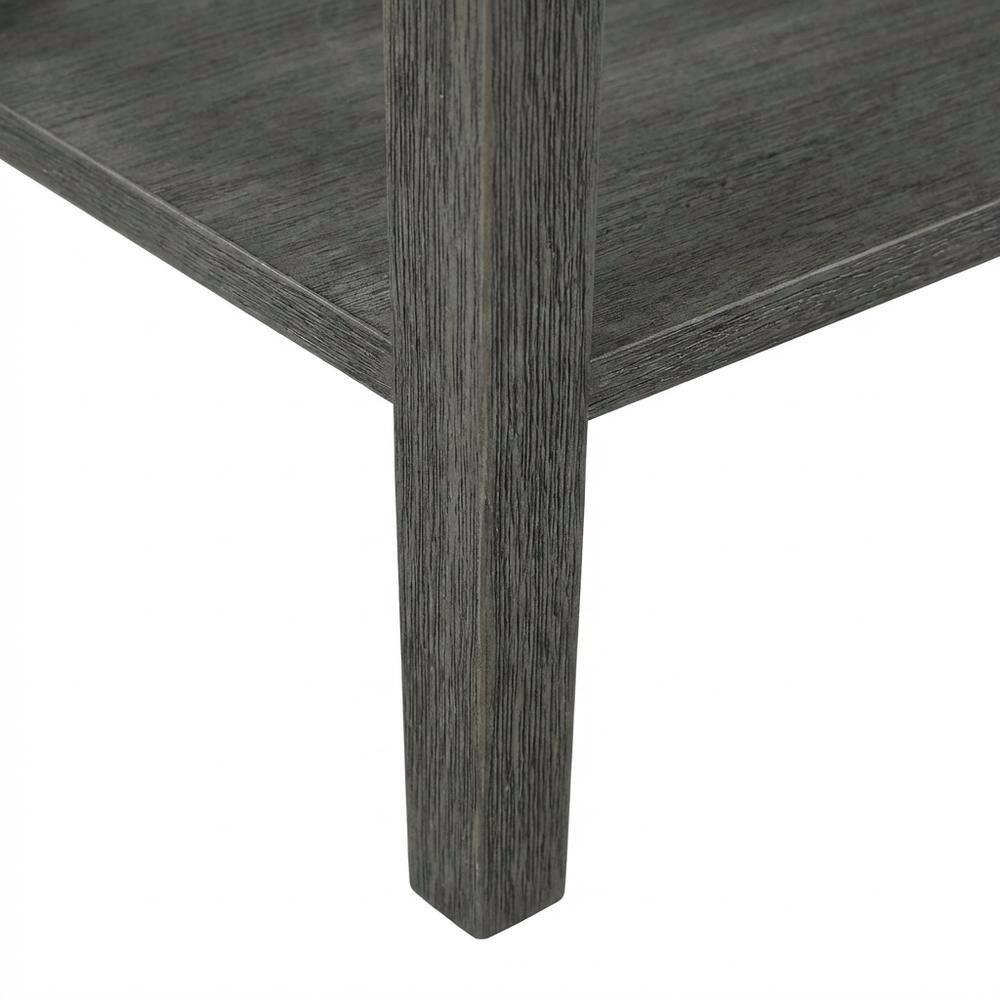 Alt View 3. FurniFact - Dark Gray End Table with Shelf and Wirebrush Finish - Dark Gray.