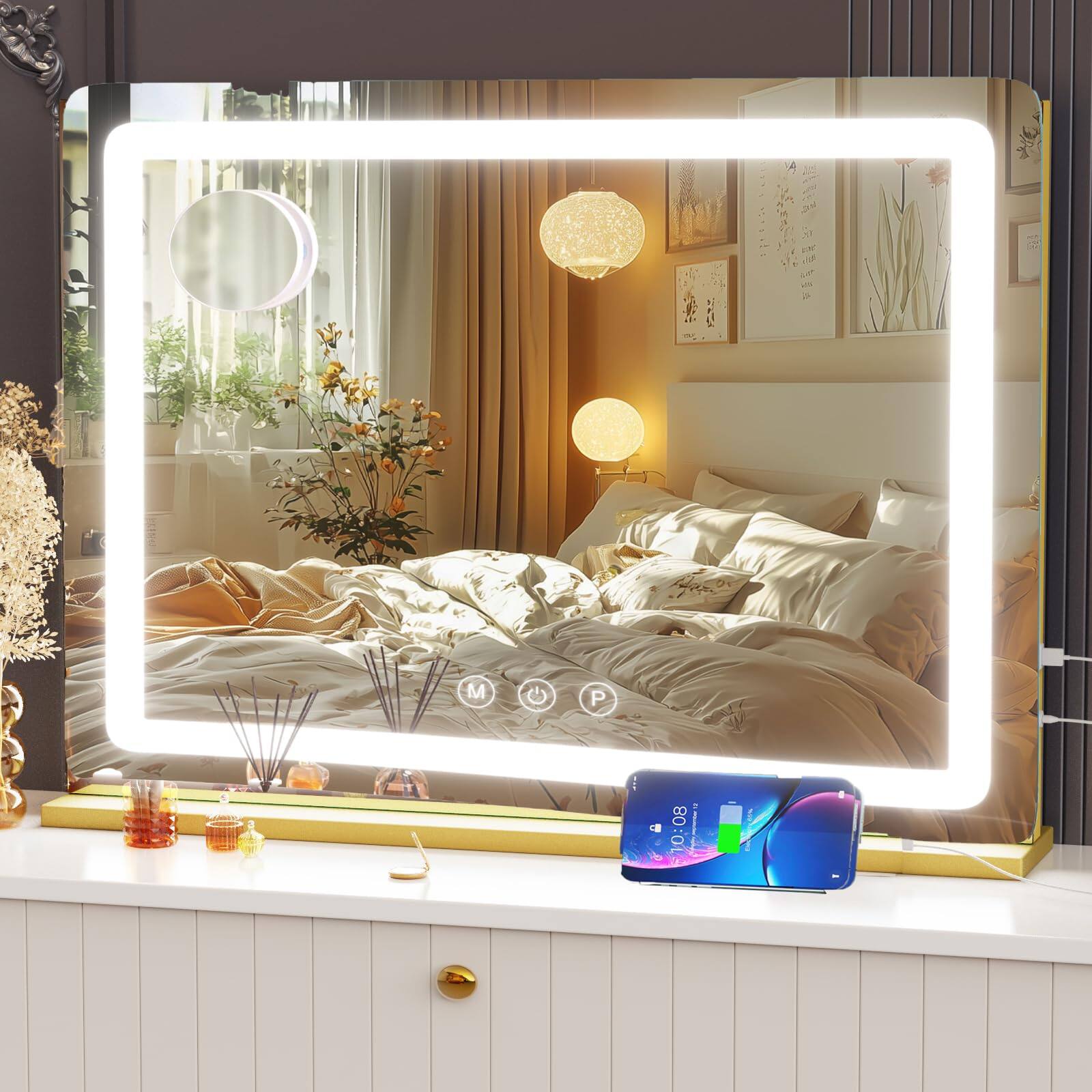 Round Gold Led 20"L x 26"W