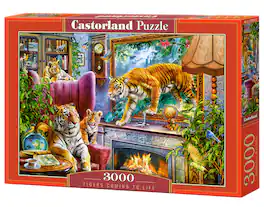 Castorland - 3000 Piece Jigsaw Puzzles, Tigers Coming to Life, Art. Puzzles, Animals on surrealistic scenerry, C-300556-2 - Red
