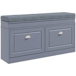 Homcom - Modern Shoe Rack Bench w/ Cushion, 2 Drawers & 8-Pair Capacity - Gray