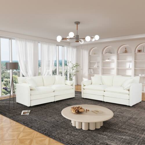 Anysun - Oversized 2-Piece Chenille Loveseat Sofa Set - Deep-Seat Cloud Design with 4 Pillows, DIY Modular for Living Room - Beige price history on PriceWatchPro