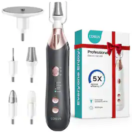COSLUS - CX43 Electric Nail File, Wider for Thick Nails, Cordless, 5 Speeds, Men/Women/Seniors, Home Salon