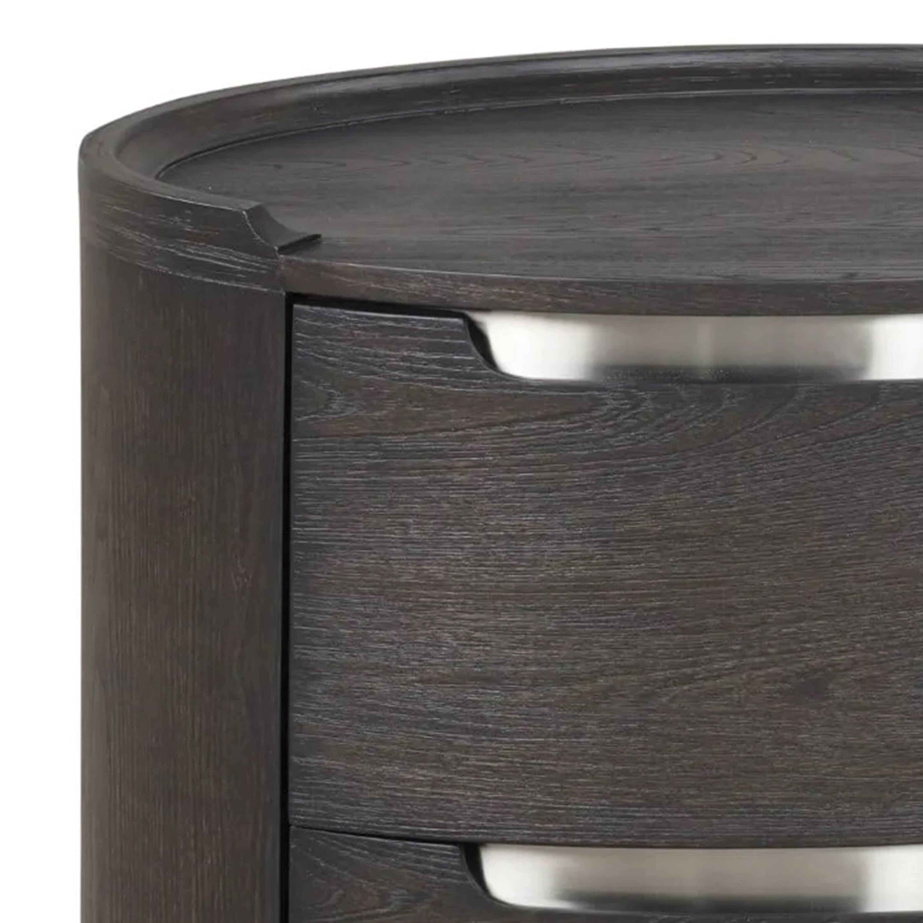 Alt View 1. Manhattan Lane - Osko Nightstand, 2 Storage Drawers, Nickel Trim - Black, Nickel.