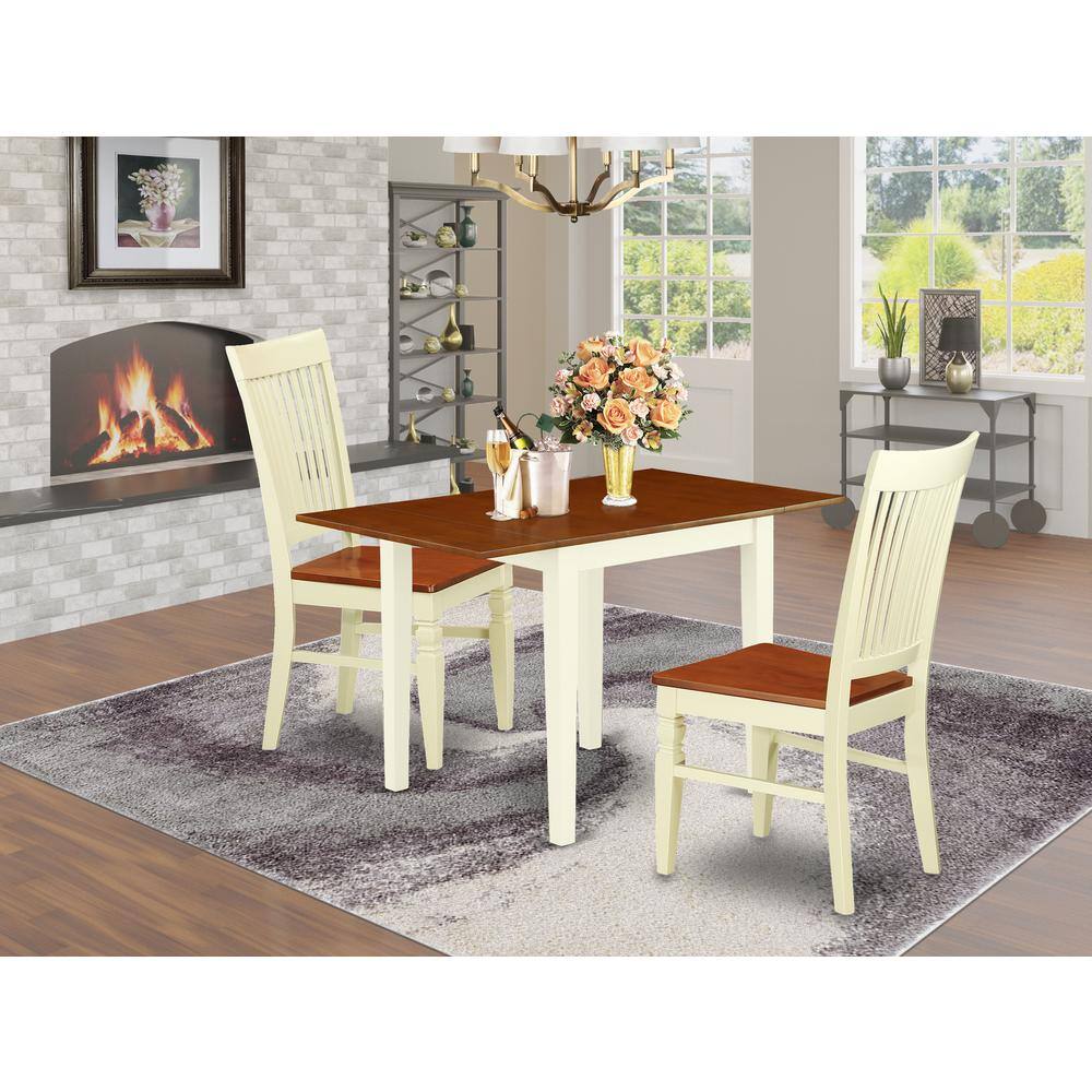 Left. East West Furniture - Dining Room Set Buttermilk & Cherry - Brown.