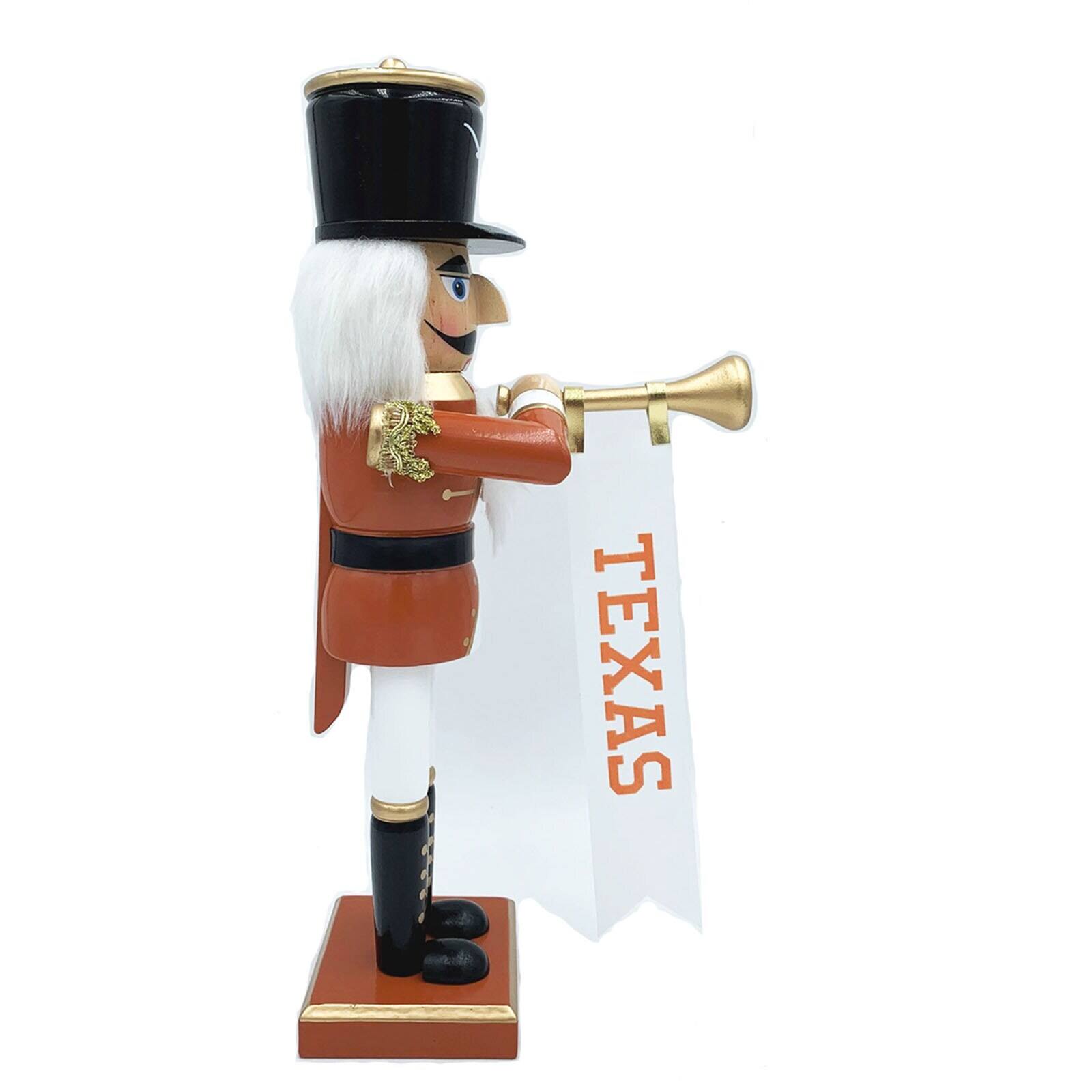 Alt View 1. Santa's Workshop - Texas Longhorns 14" Bugler Nutcracker - Orange.