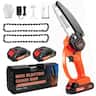 NEXPOW - 6 Inch Cordless Mini Chainsaw 24V Battery Powered Tree Trimmer Wood Cutter 2 Batteries