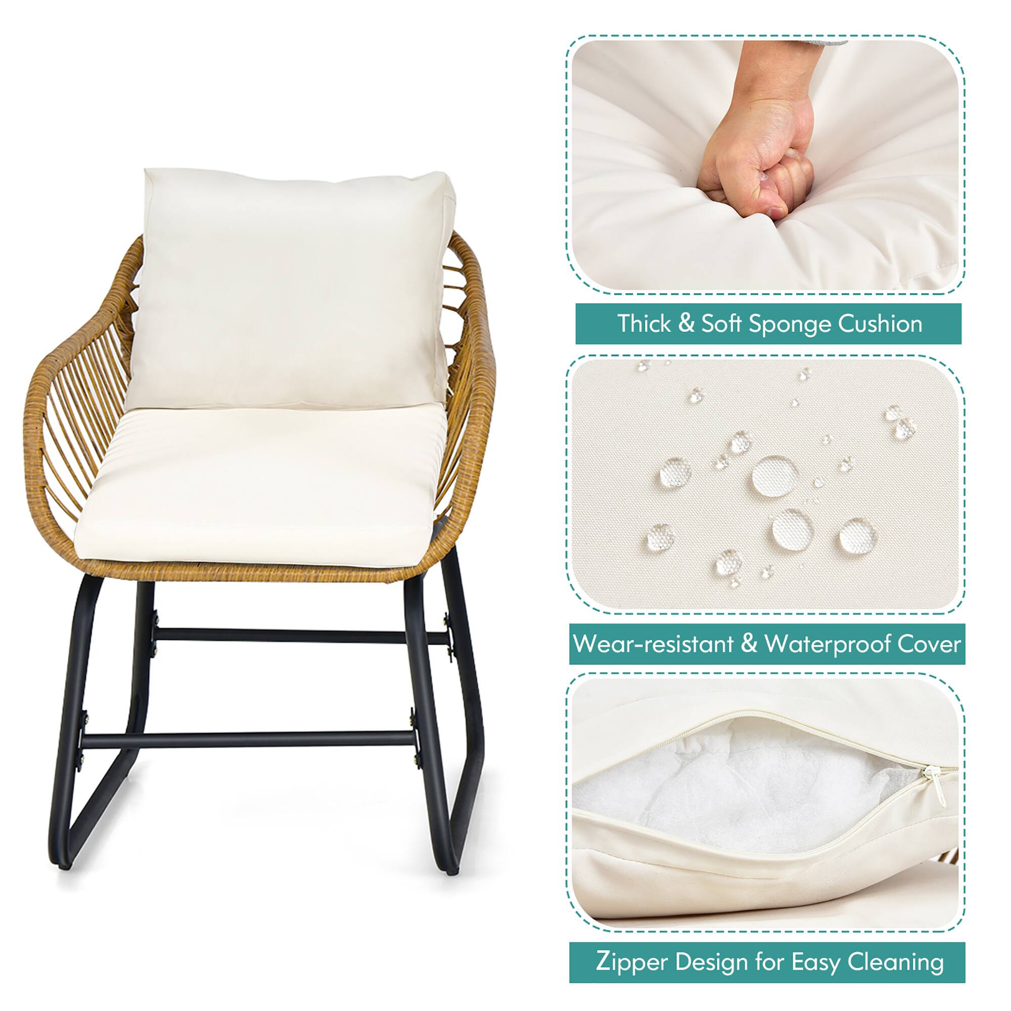 Thick & Soft Sponge Cushion, Wear-resistant & Waterproof Cover, Zipper Design for Easy Cleaning