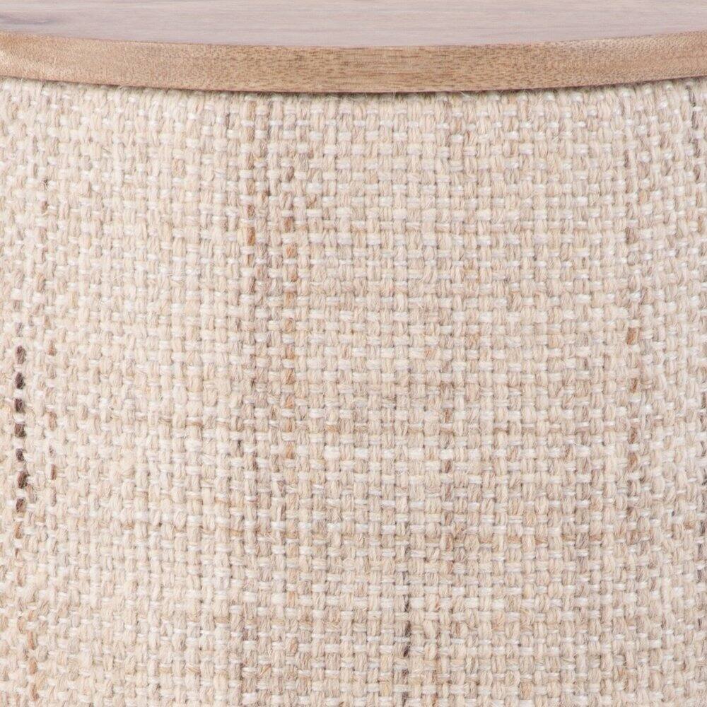 Back. Carolina Chair & Table - Handwoven Nereus Wood Top Storage Ottoman - Beige.