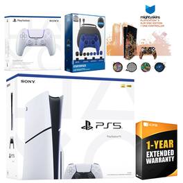 Playstation 5 Slim Disc with Extra Controller, Gamer Starter Kit and MightySkins Decal Voucher + 1 - PlayStation 5