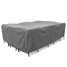 KHOMO GEAR - Heavy-Duty Outdoor Dining Set Cover, Waterproof Patio Furniture Protector, Fade & Weather Resistant - Gray