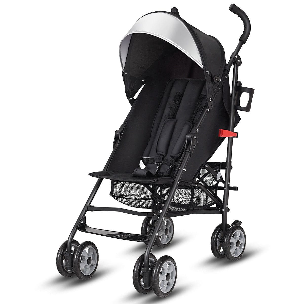 Front. Costway - Costway Folding Lightweight Baby Toddler Umbrella Travel Stroller with Storage Basket - Black.