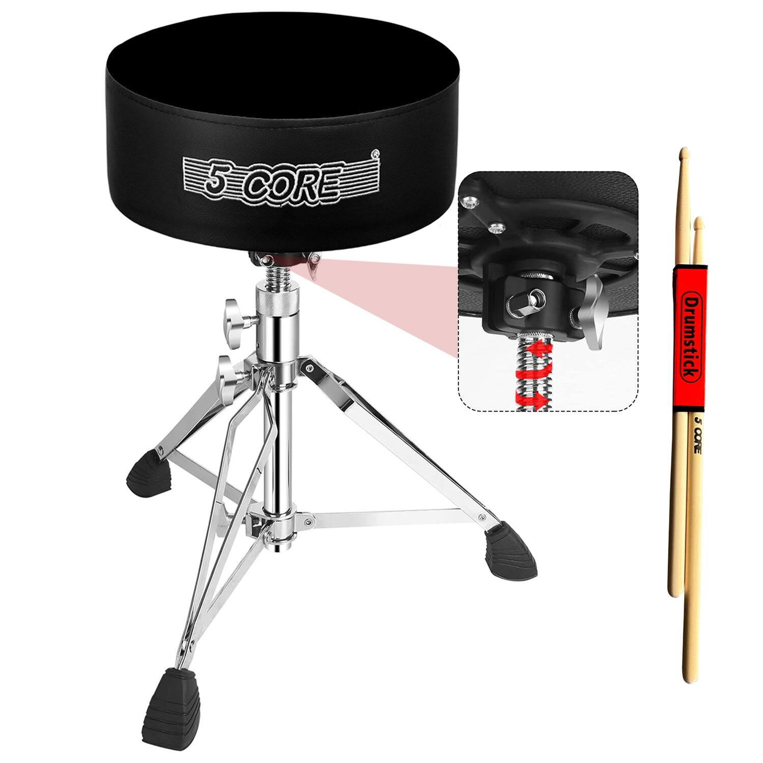 "5 CORE - Drum Throne 5"" Padded Guitar Stool Adjustable Heavy Duty Music Chair Seat w Luxury Velvet Top - Black" price history on PriceWatchPro