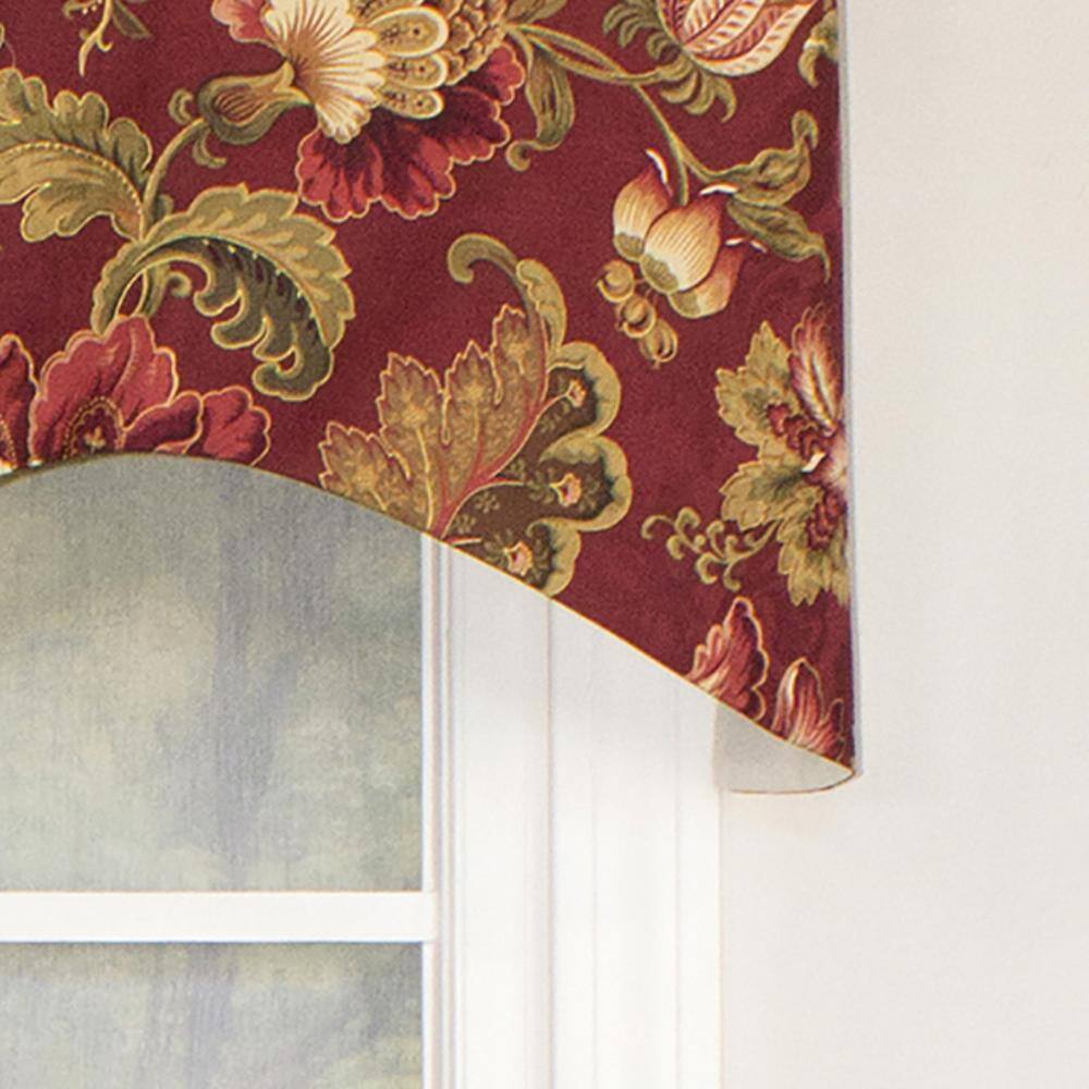 Left. RLF Home - RLF Home Noblesse Cornice 3" Rod Pocket Valance 50" x 17" Multicolor - Ruby.