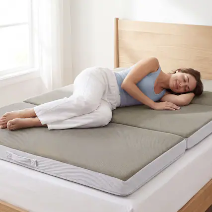Front. Best Choice Products - Best Choice Products 4in Portable Twin XL -Size Mattress Topper, Tri-Fold Mattress Pad - Taupe - Taupe.