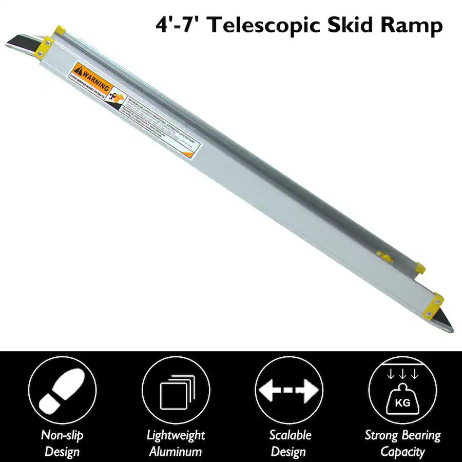 Telescopic Loading Ramp Gymax Aluminum 4' 7' Adjustable Non skid Loading Wheelchair Telescoping ...