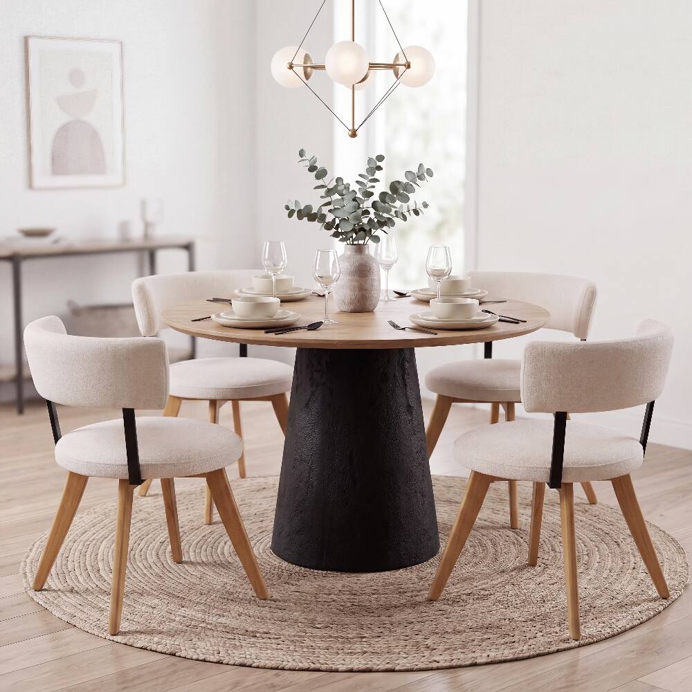 Angle. Loheer - Loheer Upholstered Dining Chairs Set of 2 White Fabric Curved Back Rubber Wood Base - White.