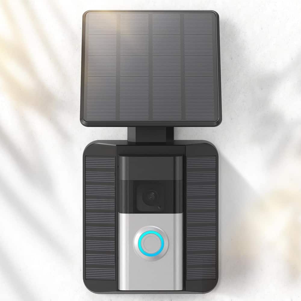 Schertz - 2.9W Adjustable Effective Solar Panel Mount for Doorbell Camera - black : Style: 2-Prong Port ONLY