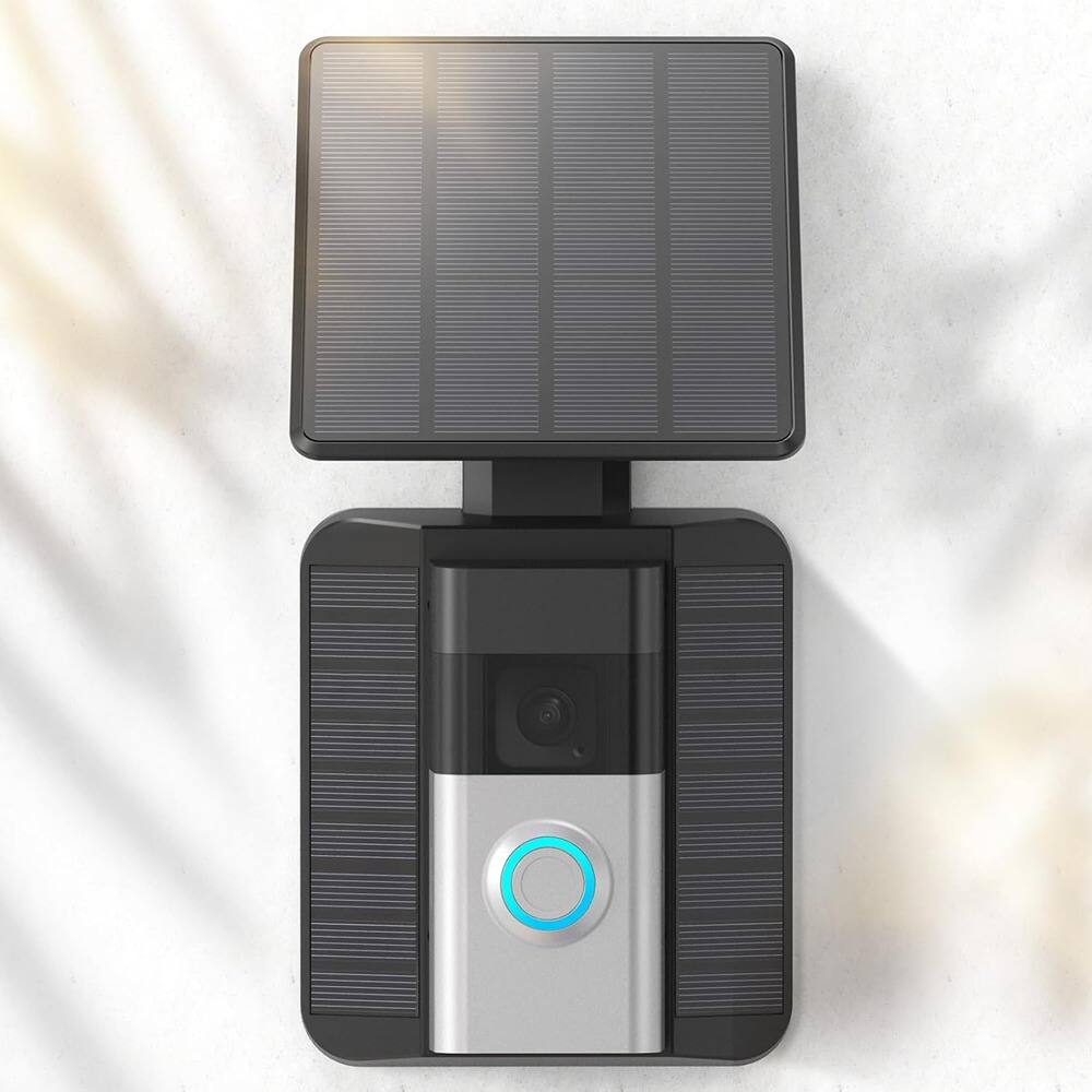 Schertz - 2.9W Adjustable Effective Solar Panel Mount for Doorbell Camera - black : Style: 2-Prong Port ONLY
