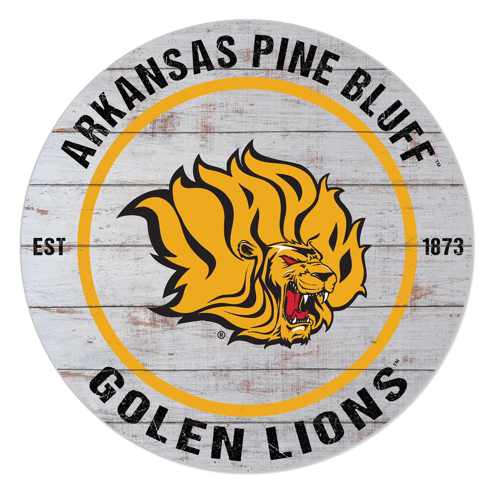 Arkansas Pine Bluff Golden Lions 20" Indoor/Outdoor Weathered Circle Sign