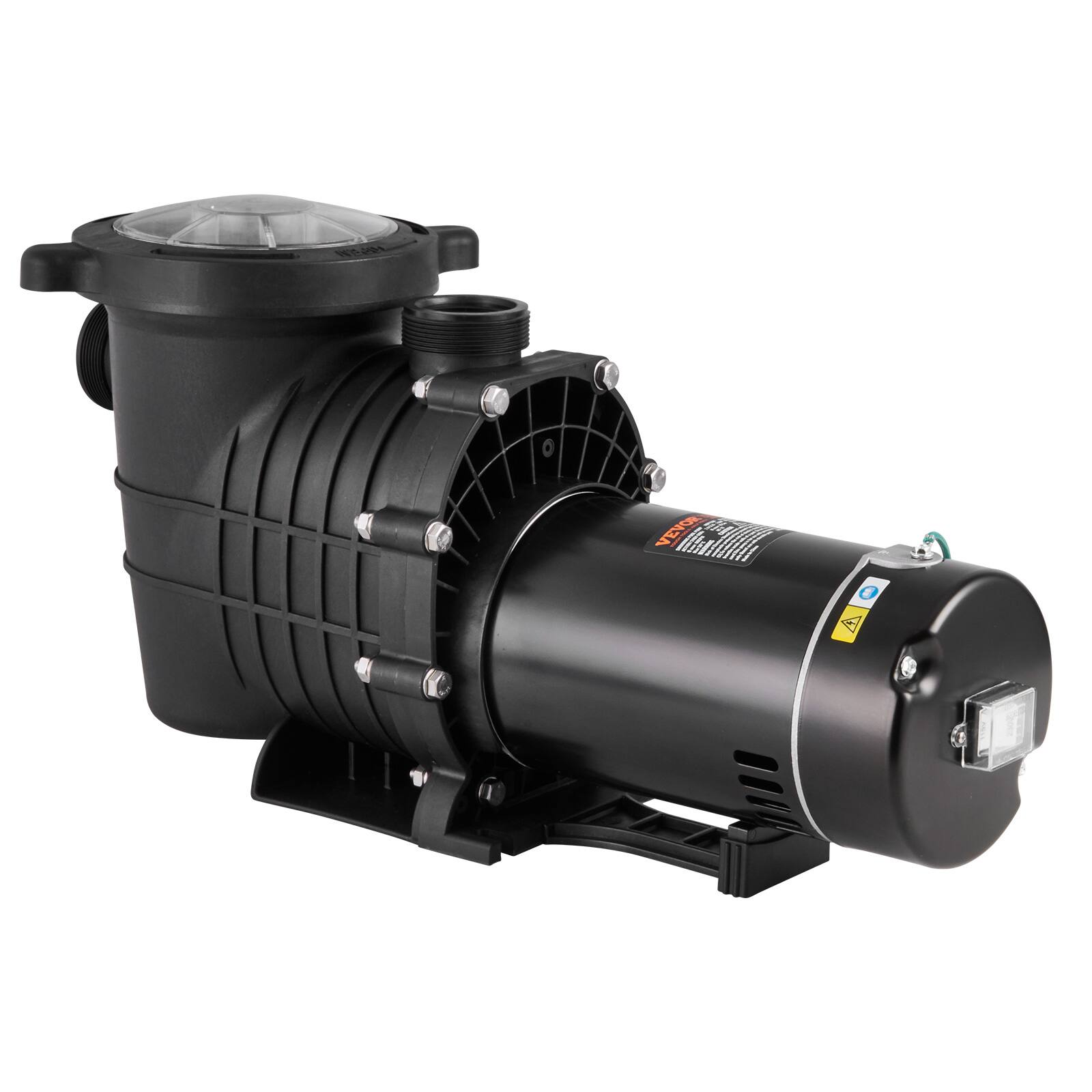 Alt View 4. VEVOR - Above Ground Pool Pump, 2 HP, 110 GPM Max Flow Single Speed Swimming Pool Pump, 110V/240V 3450 RPM 59 ft Max Head Pool - Black.