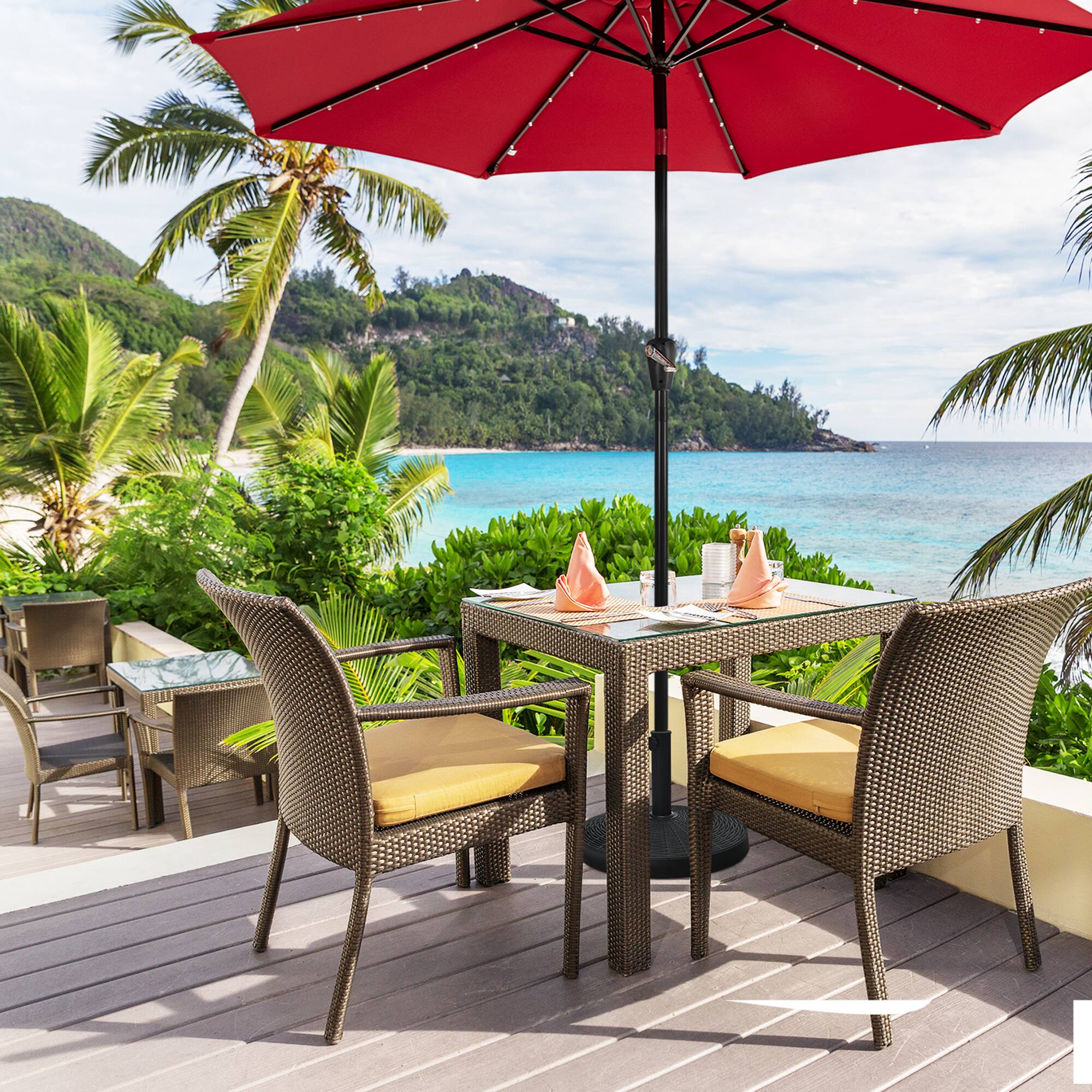 Alt View 4. Gymax - Gymax 49 lbs Round Resin Patio Umbrella Base Stand Holder w/ Adjustable Knob - Black.