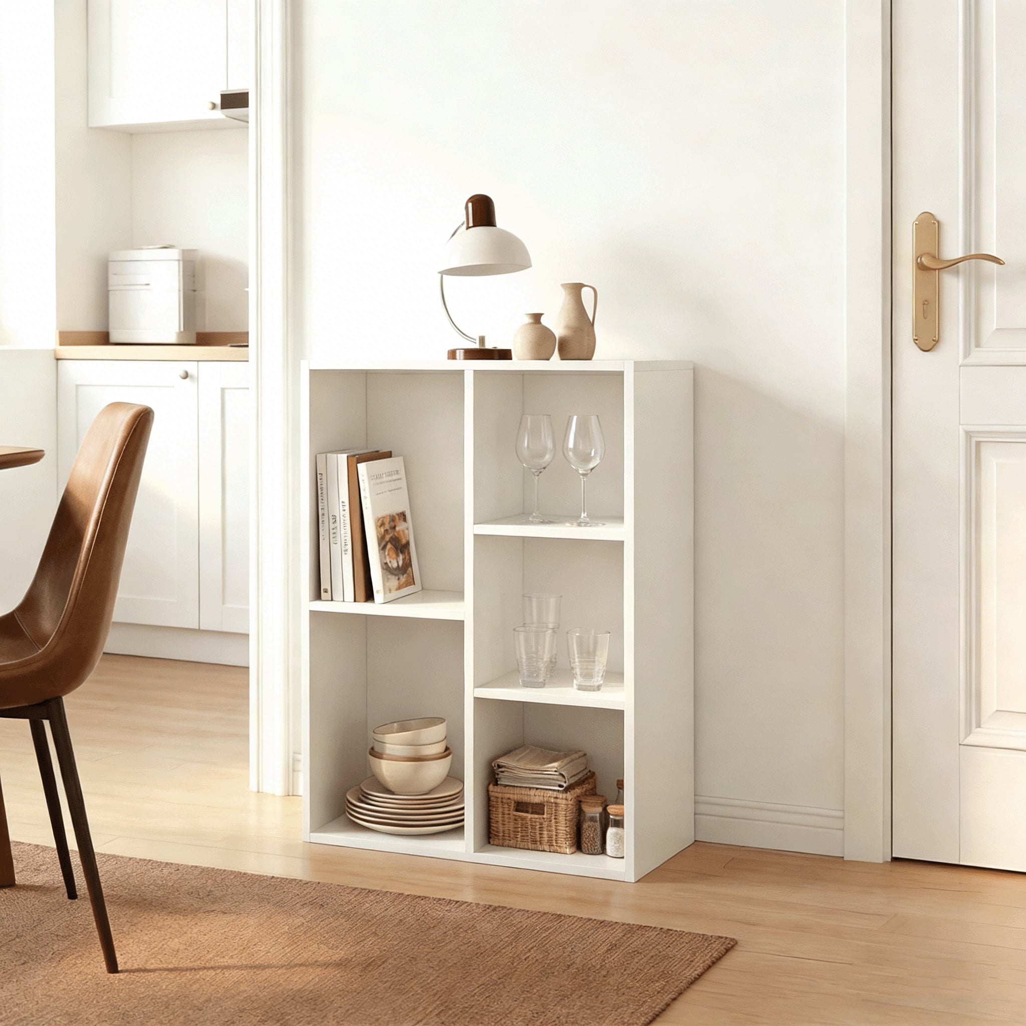 Mifurn - 5-Cube Storage Organizer Bookcase, Bookshelf - White