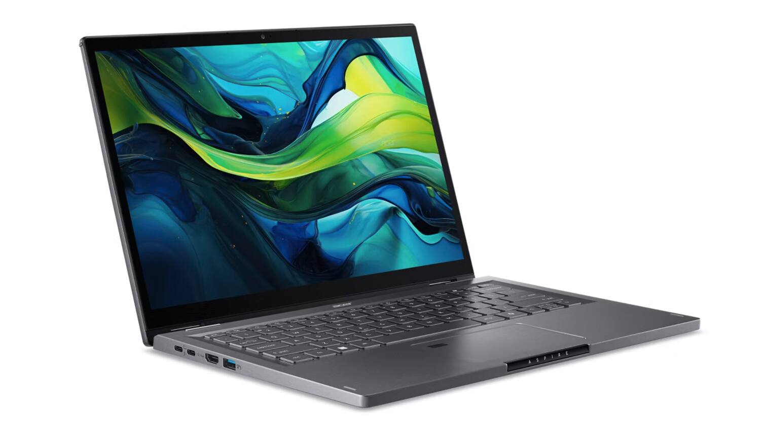 Angle. Acer - Aspire Spin 14" 2-in-1 Laptop Intel Core Ultra 7 155U 16GB RAM 1TB SSD Windows 11 Home - ASP14-52MTN-75J3 - Steel Gray.