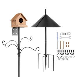 VEVOR - 4-Hook Wild Bird Feeder Stand Pole, 92 Inch Bird Feeding Station Kit, 31/32 inch Diameter Bird House Hanging Hooks - Black