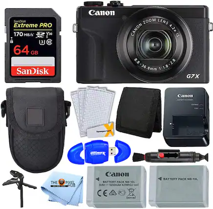 SanDisk Extreme PRO 170 MB/s SP V30 XC I 64 GB
Canon ZOOM LENS CANON 4.2x IS 1:1.8-2.8 2.8 8.8-36.8mm 1:1.8 G7X
Canon BATTERY PACK NB-13L 3.6V 1250mAh 4.5Wh(Li-lor) CE EUROPE ONLY
Canon BATTERY PACK NB-13L
Canon BATTERY CHARGER
Squeegee Cord
Ultimax
THE PIXEL HUB