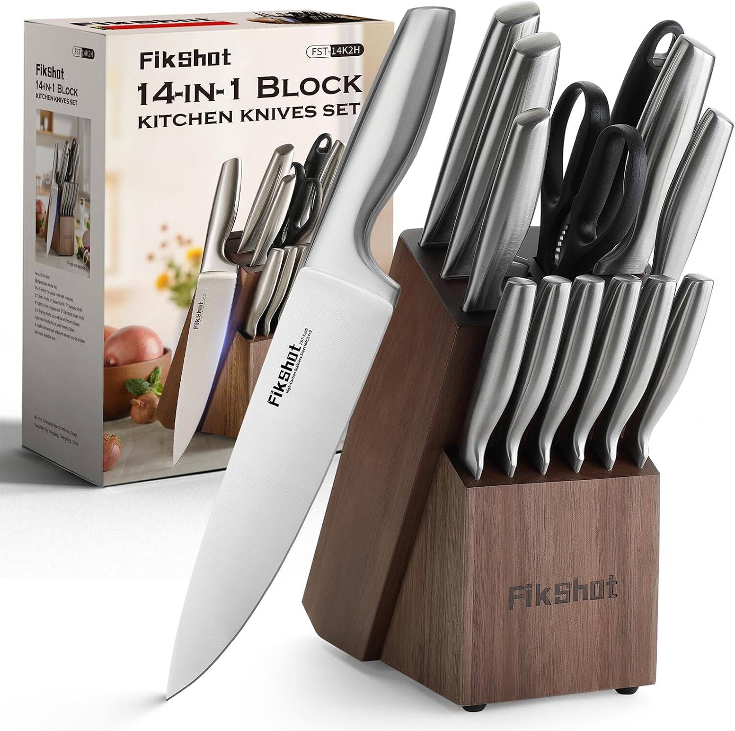 FST-14K2H FikShot 14-IN-1 BLOCK KNIVES SET KITCHEN