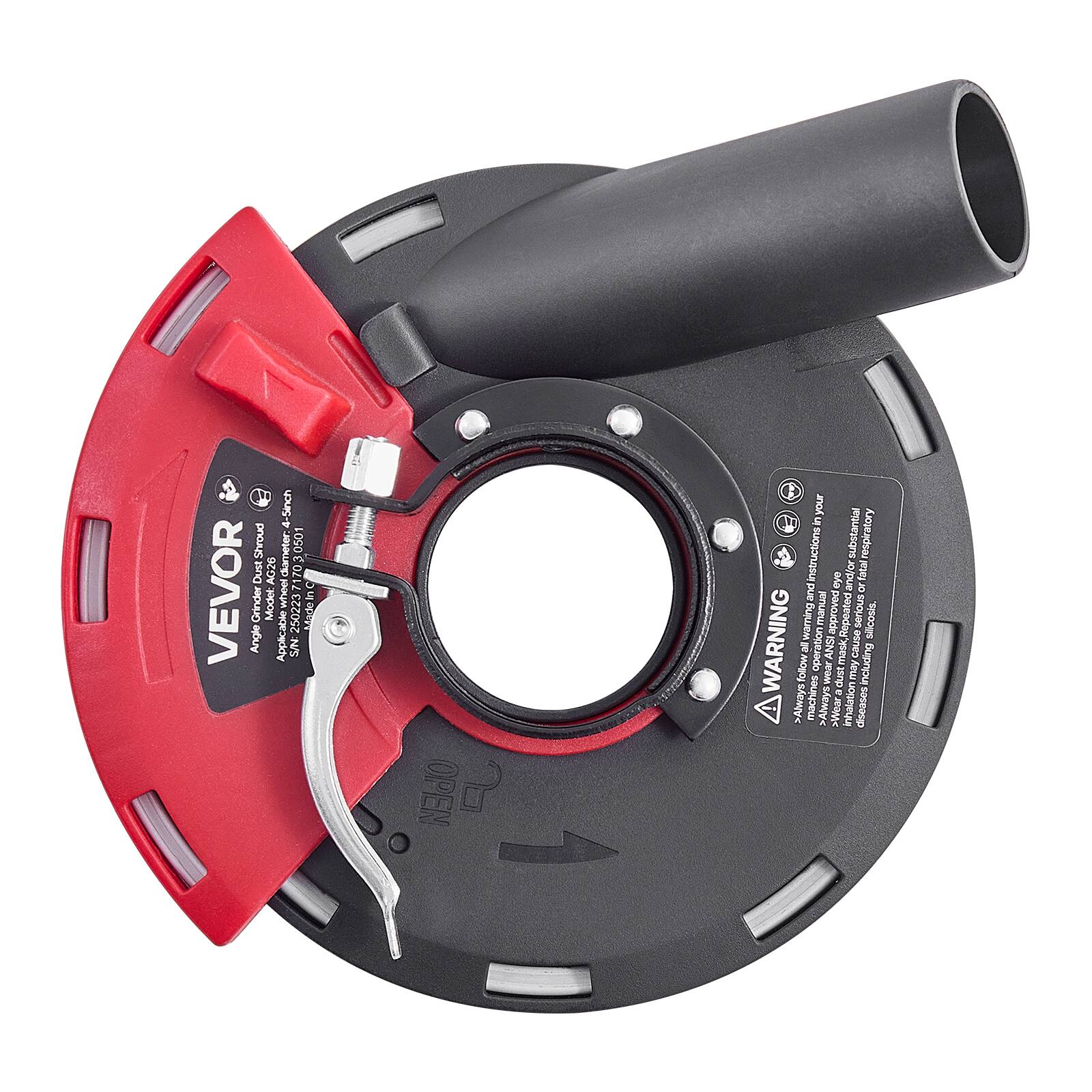 nroays 0501 Dust AG26 diameter: 17030501 71 Inc VEVOR Angle Grinder Model Applicable Wheee N/S 250223 MadelC OPEN ? your 1 & sucgonugsur substantial respiratory or fatal and/or 8 DUB warning manual pasodde isk.Repeated causeserious sioosis WARNING  ation ANS operat I including follow - dust may - >-Always machines >Always JC MOSR P0oONb

---

**VEVOR**

- Abrasive Wheel
- Material: Aluminum Oxide
- Diameter: 150mm
- Thickness: 25mm
- Bore: 75mm
- Max. RPM: 10000
- SN: 2022121001

**WARNING**

- Always read and follow the instruction manual.
- Always wear safety glasses and hearing protection.
- Never use a damaged or cracked wheel.
- Never use a wheel that is not designed for the machine.
- Never use a wheel that is not properly secured.
- Never use a wheel that is not properly balanced.
- Never use a wheel that